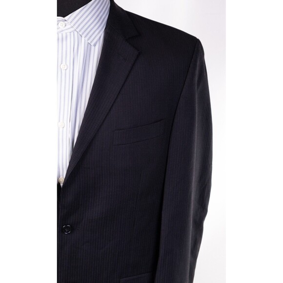 JOE JOSEPH ABBOUD Striped 2 button Blazer Black Jacket 100% Wool Sport coat 40L - Picture 5 of 13